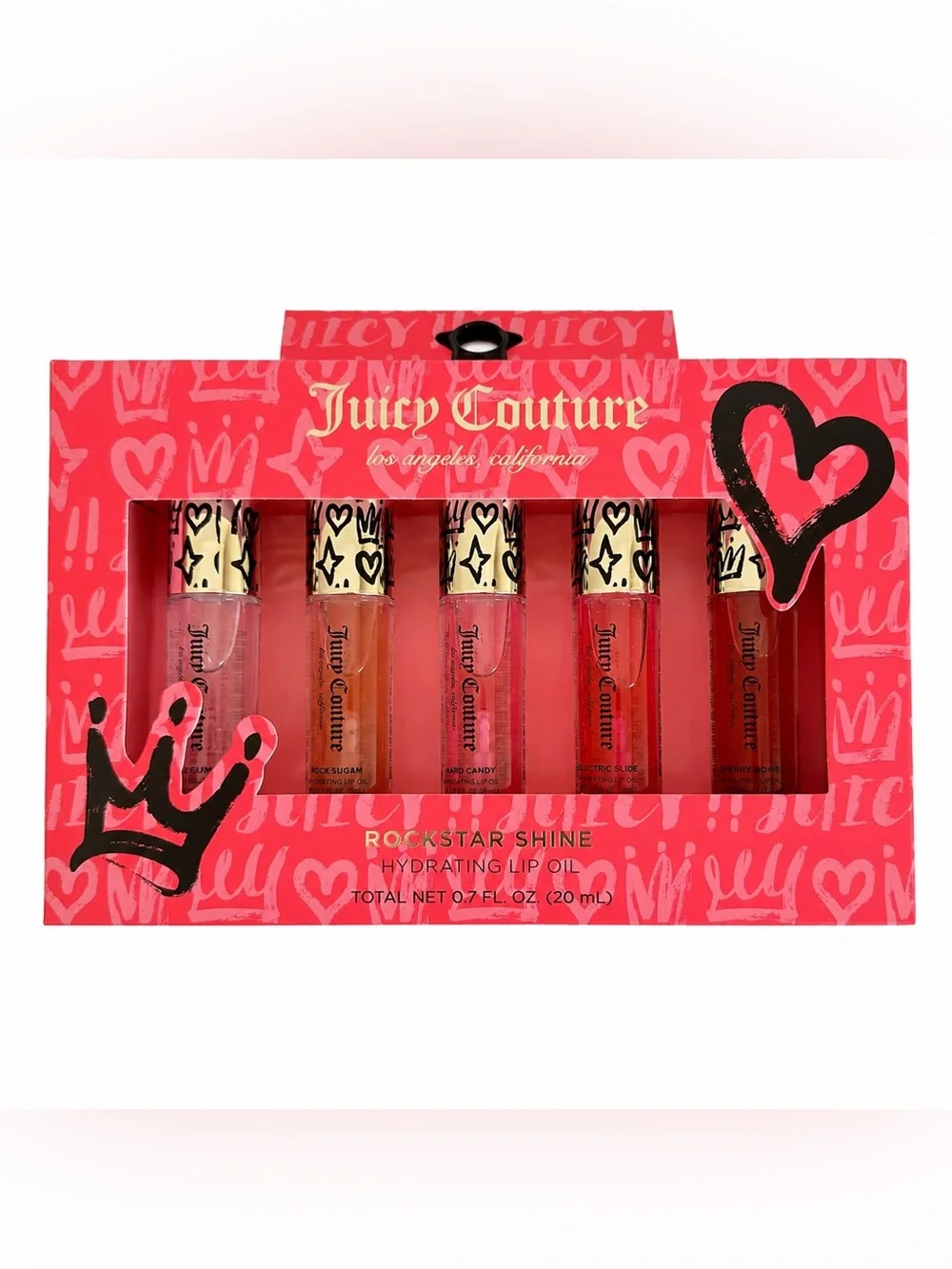 Juicy Couture Rockstar Shine Hydrating Lip Oil 5-Piece Set 0.7 oz New in Box